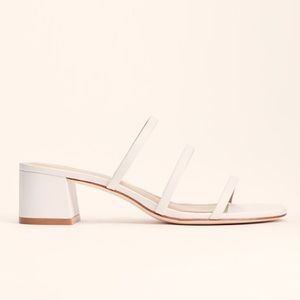 Reformation Ménage White Strappy Block Heel Sandals